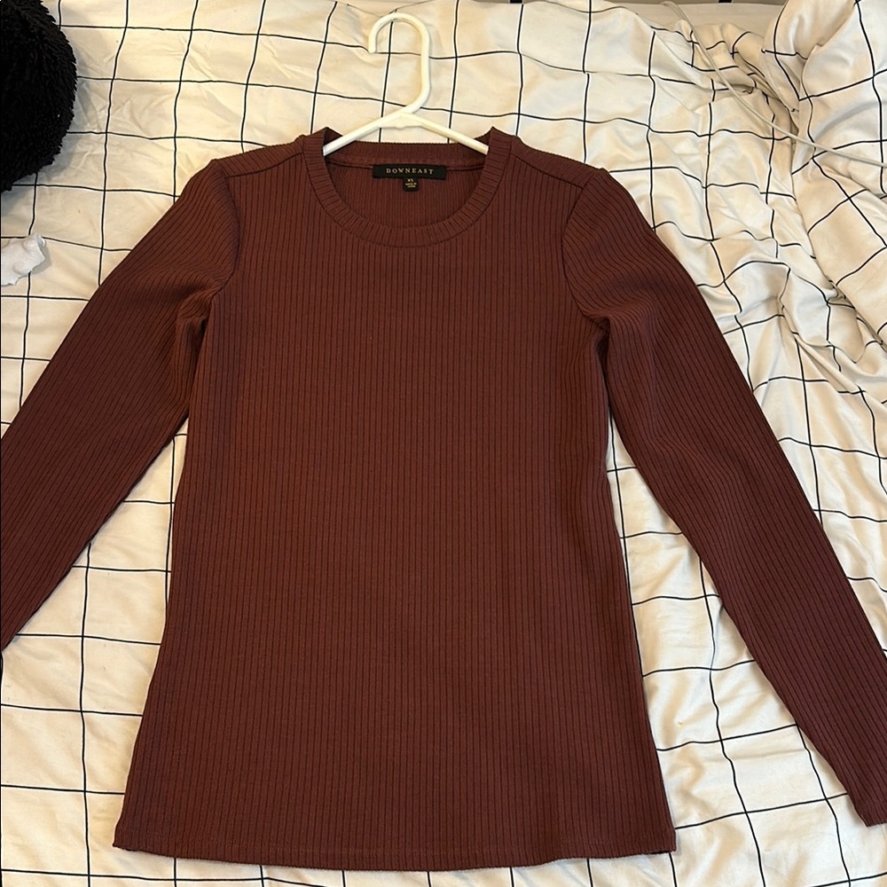 Sonoma Women's Brown Ribbed Top